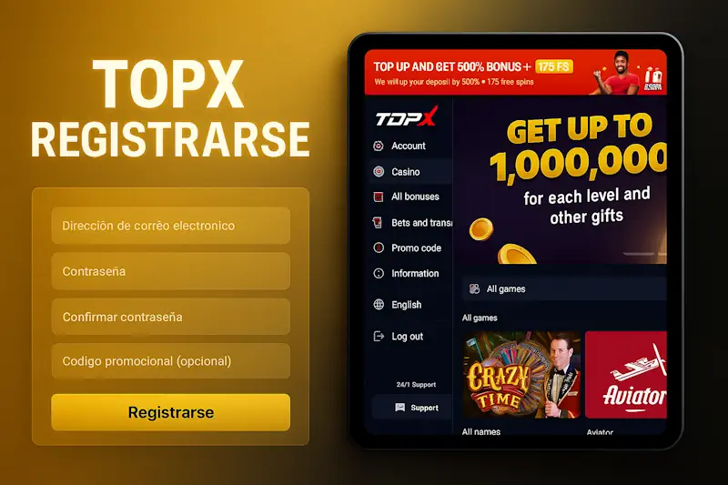 TopX registrarse — guía paso a paso
